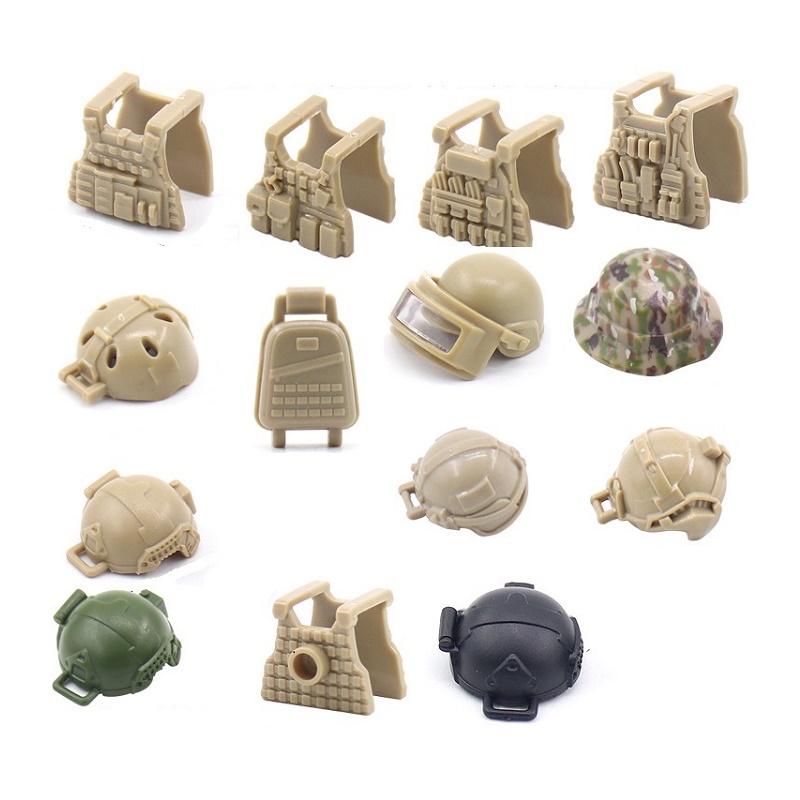 Lego Minifigure Holder - 5PCS Soldier Helmet Tactical Vest Military
