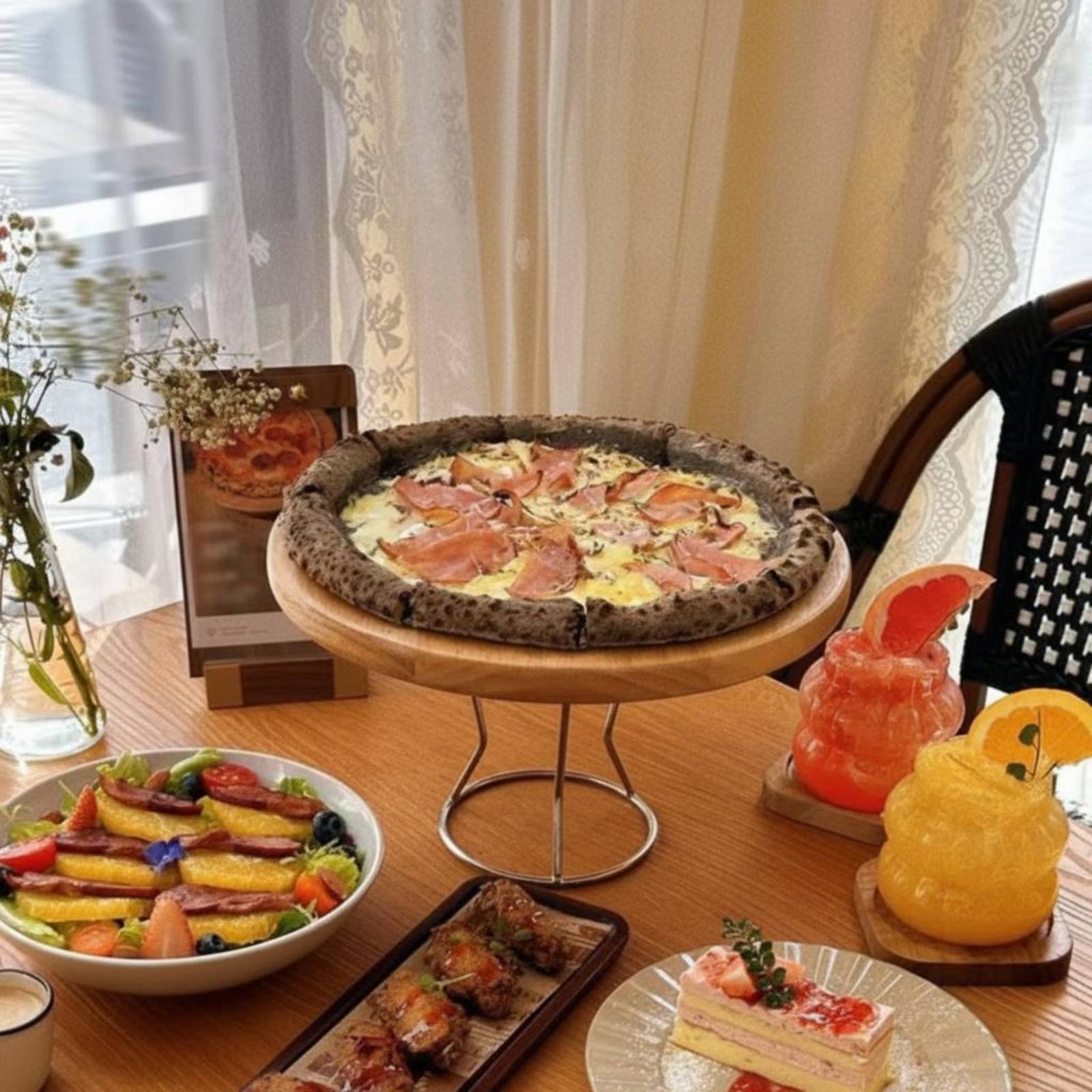 Pizza Stand Retro Design Round - Display Risers Set review and price